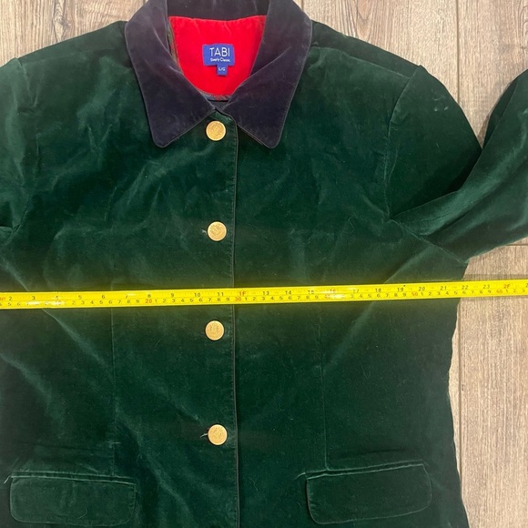 Vintage 90s Tabi International Velvet Blazer Green Gold Buttons size large - Picture 11 of 13